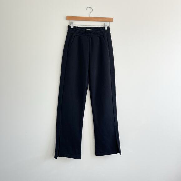 PACT NWT Courtside Classic Black Fleece Split Hem Loungewear Sweatpants, Size XS - Picture 2 of 11